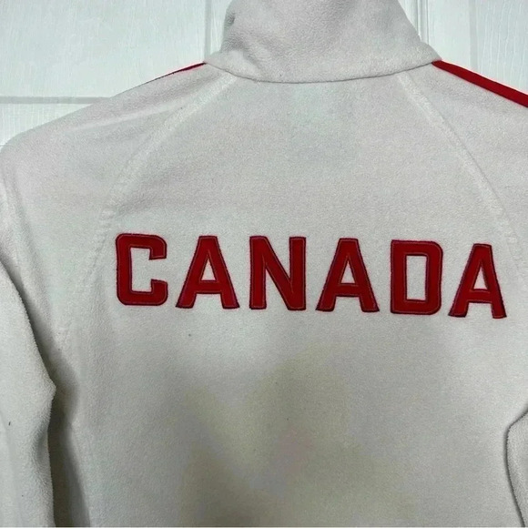 Adidas Training Jacket Canada Olympics Fleece White & Red Size Medium - Picture 16 of 16